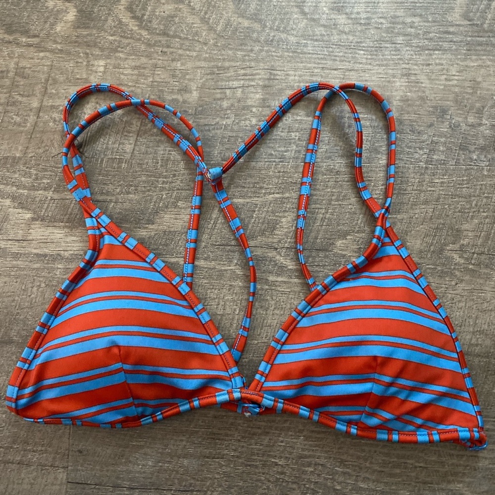 RVCA Blue and Red Striped Bikini Top!!!